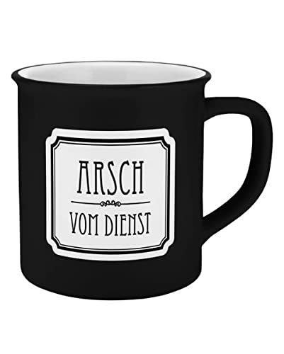 Horror-Shop Arsch vom Dienst Tasse in Emaille Optik als Geschenkidee, Black,white von horror-shop