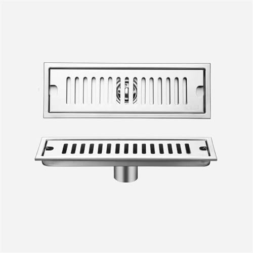 Rechteckiges Duschbodenablauf Komplettset für Badezimmer Edelstahl Befliesbar Duschrinne extra flach Seitlicher Bodenablauf für Badezimmer (Size : 30cm) von hothuimin