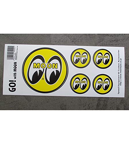 Hotrodspirit – Bogen mit 5 Aufklebern Moon Eyes, 1 x 7 cm und 4 x 3 cm, gelbes Auge Hotrodspirit – Bogen mit 5 Aufklebern Moon Eyes, 1 x 7 cm und 4 x 3 cm, gelbes Auge von hotrodspirit