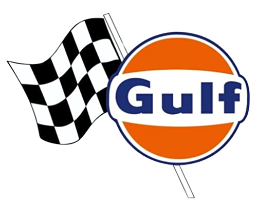 Kleiner Gulf-Aufkleber, Orange und Flagge links, kariert, 10 cm, selbstklebend, Öl Kleiner Gulf-Aufkleber, Orange und Flagge links, kariert, 10 cm, selbstklebend, Öl von hotrodspirit