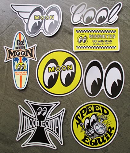 Set mit 8 kleinen Aufklebern Moon Eyes Augen Aufkleber Auto Motorrad Set mit 8 kleinen Aufklebern Moon Eyes Augen Aufkleber Auto Motorrad von hotrodspirit