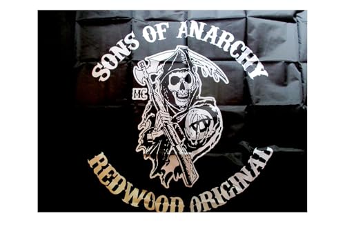 hotrodspirit - Sensenmann Tod SOA Sons Anarchy Flagge 150 x 90 cm Nylon Schwarz und Weiß Biker von hotrodspirit