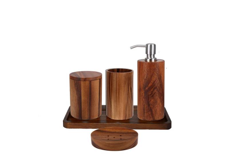 houseproud Badezimmer-Set Timber Craft Badset aus Akazienholz, (5-St), geöltes Akazienholz von houseproud