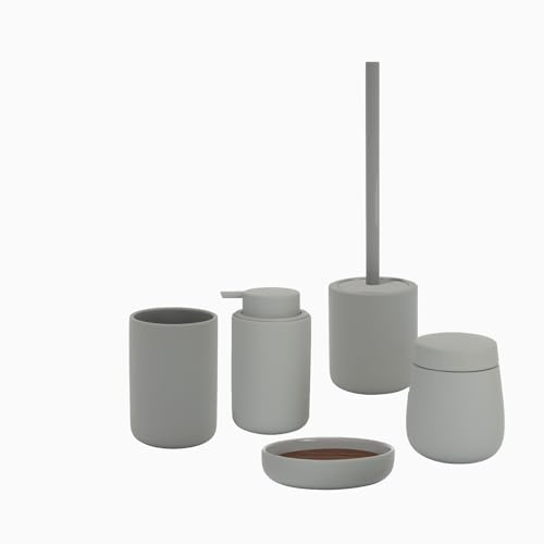 houseproud Ceramic Silk 5-teiliges Badset mit seidigem Coating GRAU von houseproud