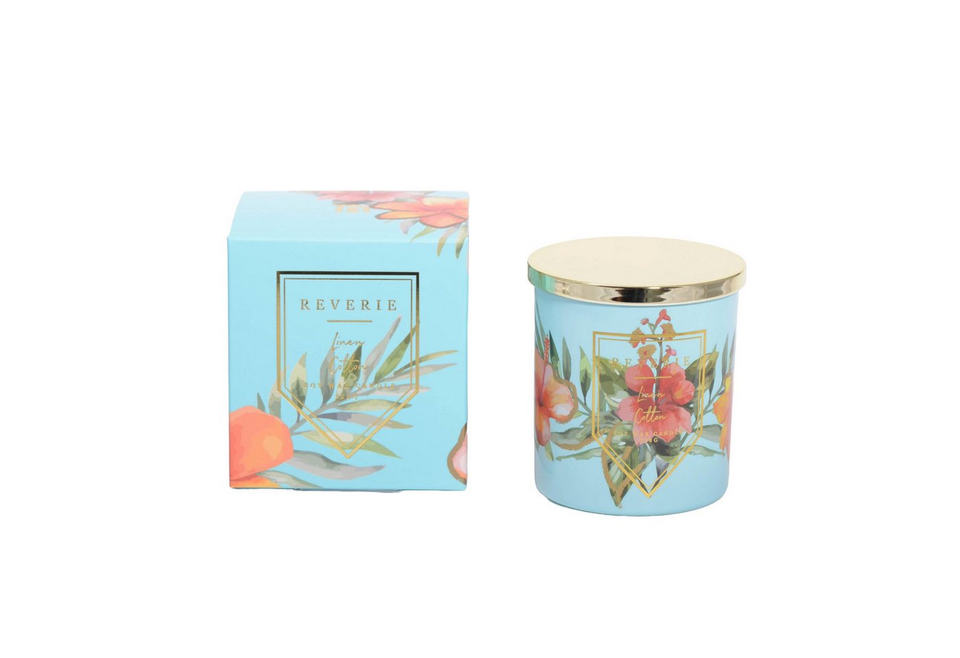 houseproud Duftkerze Tropical Duftkerze (Duftkerze mit Deckel, 1-tlg., Sojawachs), florales Design von houseproud