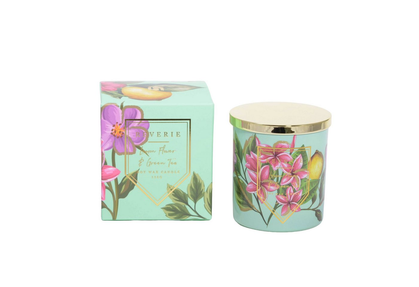 houseproud Duftkerze Tropical Duftkerze (Duftkerze mit Deckel, 1-tlg., Sojawachs), florales Design von houseproud