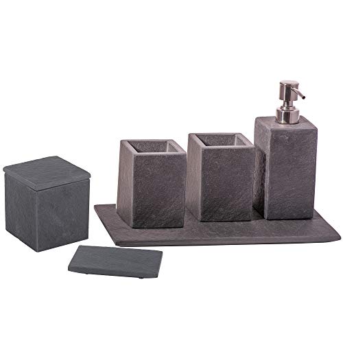 houseproud Slate Cubic 6 teiliges Badezimmerset aus Schieferstein houseproud Slate Cubic 6 teiliges Badezimmerset aus Schieferstein von houseproud