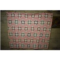 Vintage 1930 Patchwork Quilt Pink Blau Schwarz Rot Burgund Dreiecke Quadrate von hovClassics