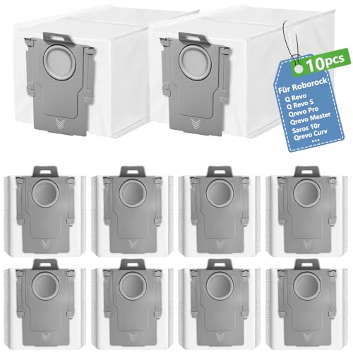 10 Stück Staubbeutel für Roborock Q Revo/Saros 10R/Qrevo S/Qrevo Pro/Qrevo Maste/Qrevo Slim/Qrevo Edge/Qrevo Curv/QV 35A/S8 MaxV Ultra, 3L große Kapazität, Kompatibel Ersatz Zubehör Staubsaugerbeutel von howekuze