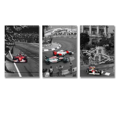 hoxaooi A Set Of 3 F1-Rennen Im Retro-Stil Poster Für Zimmer, Ästhetische Leinwand-Wandkunst, Schlafzimmer-Dekor Poster 24x36inch(60x90cm)-3pcs von hoxaooi