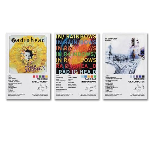hoxaooi A Set Of 3 Radiohead Album Poster Für Zimmer, Ästhetische Leinwand-Wandkunst, Schlafzimmer-Dekor Poster 16x24inch(40x60cm)-3pcs von hoxaooi