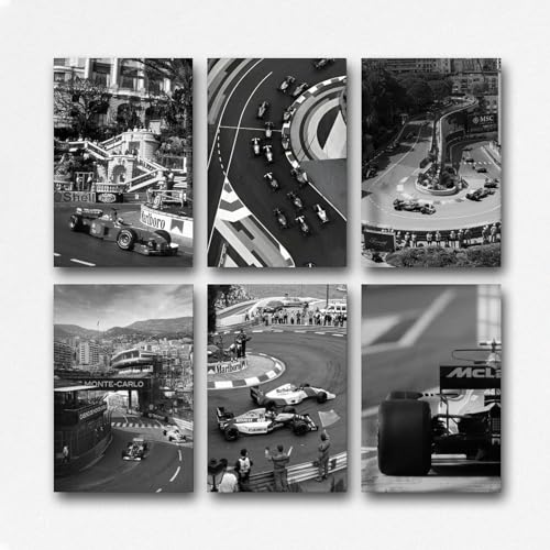 hoxaooi A Set Of 3 Vintage F1-Autoplakat in Schwarzweiß Poster Für Zimmer, Ästhetische Leinwand-Wandkunst, Schlafzimmer-Dekor Poster 12x18inch(30x45cm) von hoxaooi