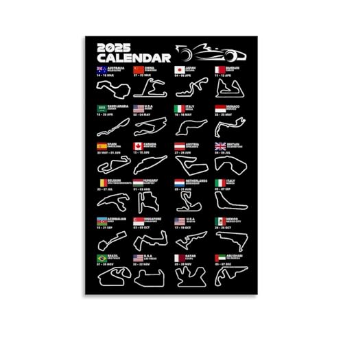 hoxaooi F1 Poster Streckenposter 2025 Poster Für Zimmer, Ästhetische Leinwand-Wandkunst, Schlafzimmer-Dekor Poster 08x12inch(20x30cm) von hoxaooi