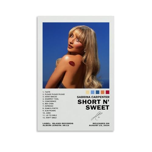 hoxaooi Sabrina Album Carpenter Poster Short N' Sweet Poster Für Zimmer, Ästhetische Leinwand-Wandkunst, Schlafzimmer-Dekor Poster 12x18inch(30x45cm) von hoxaooi