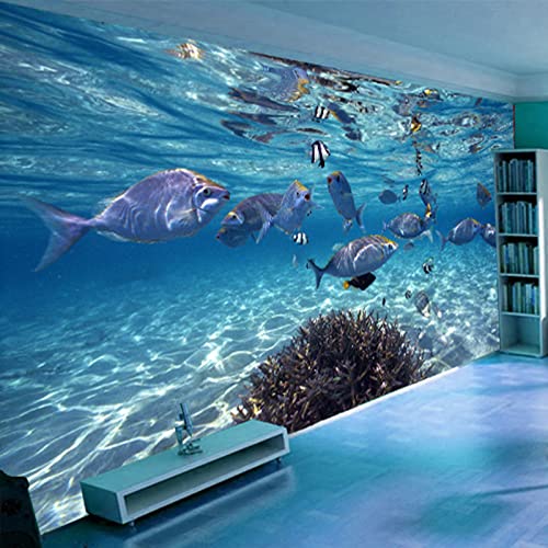 3D wasserdichte Wandtapete 3D Unterwasser Fisch Foto Tapete Kinderzimmer Hintergrund Wandmalerei 250Cm×175Cm von hpkcine