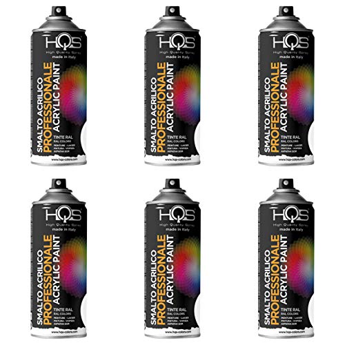 6 Stück Spraydosen Acryllack 400 ml Spraydose RAL Acryl weiß matt RAL 9010 von HQS High Quality Spray