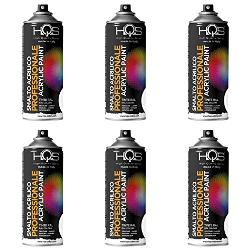 6 Stück Spraydosen Acryllack Sprühfarbe 400 ml RAL Acryl weiß matt RAL 9010 von HQS High Quality Spray
