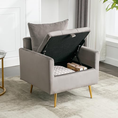 hrijusdif Moderner Stuhl mit Stauraum, aus hochwertigem Stoff, bequem und robust, ideal für Wohnzimmer, Schlafzimmer oder Büro von hrijusdif