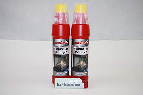 **Set** Kaminglas Reiniger 2 Flaschen a. 200ml Gel mit Bürste Aktivgel Kaminscheibenreiniger von hs kamine