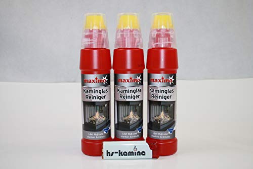 **Set** Kaminglas Reiniger 3 Flaschen a. 200ml Gel mit Bürste Aktivgel Kaminscheibenreiniger von hs kamine