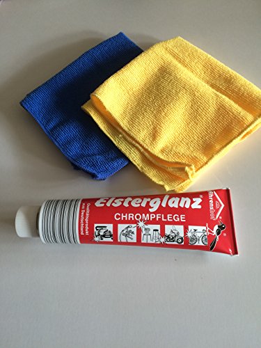 Elsterglanz Chrompflege Polierpaste 150 ml und 2 Microfasertücher von hs24store