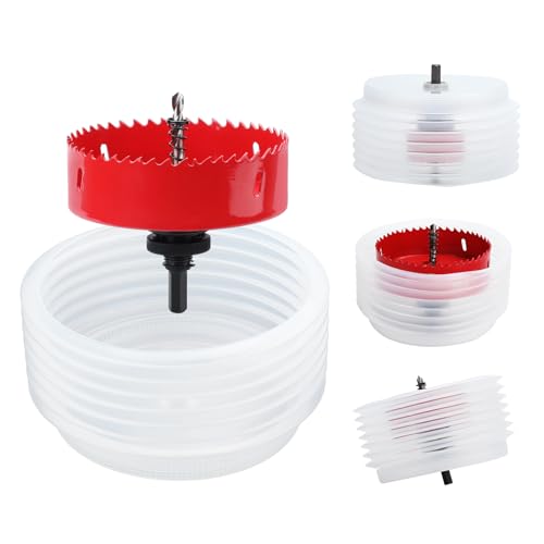 hsawbit 115 mm Lochsägen-Lochschneider mit Staubsammler, Lochsäge, Staubfänger (125 mm) für Einbauleuchten, Bohren von Weichholz, PVC-Platte und Kunststoffplatte von hsawbit