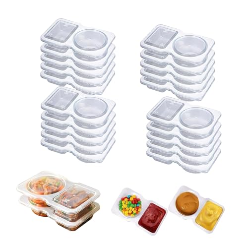 hssopa Snackbox, Snackteller mit Deckel Griff, Tragbare Snackdose mit 6 Fächern üßIgkeiten Candy Veggie Gewürze Keks Nüsse Desserts Obst für Party (20 Snackbehälter mit 2 Fächern) von hssopa