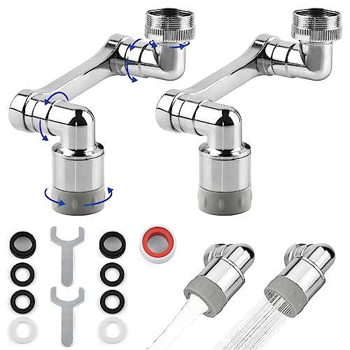 2Pcs Drehbarer Multifunktionaler Verlängerungshahn Rotierender Wasserhahn Verlängerung Aufsatz 1440 Splash Schwenkbar Schwenkbarer 1080 Grad Wasserhanhverlängerung Swivel Robotic Arm Faucet Extender von htbakoi