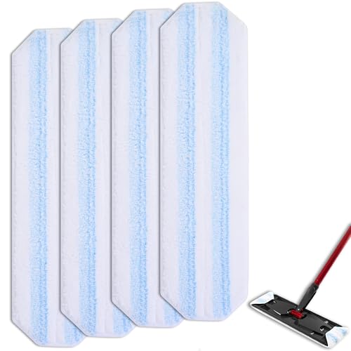4 Stück Bodenwischer Ersatzbezug für Vileda H2PrO und O-Cedar H2PrO Flachwischer Set Flat Mop System Pads Ersatz Wischmopp Ersatzmop Wischer Wischmat Wischtücher Flachmop Mikrofaser Bezug Wischpad von htbakoi
