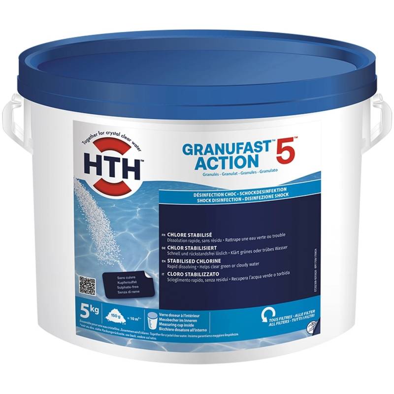 HTH 5kg Granufast Action 5 Chlor Multifunktionsgranulat Desinfektion Pool von hth