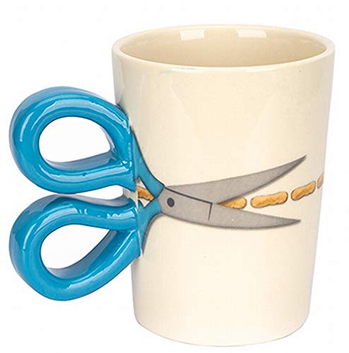 htl Kaffeetasse/Kaffeebecher mit Scheren-Design, aus Keramik (blau) von htl