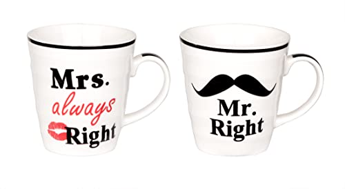 Mr. Right and Mrs. Always Right Mug, set of two mugs in box, as a romantic or gift to loved ones. Ideal gift for spouse, husband, wife, girlfriend, boyfriend, funny coffee mugs, tea cups von htl