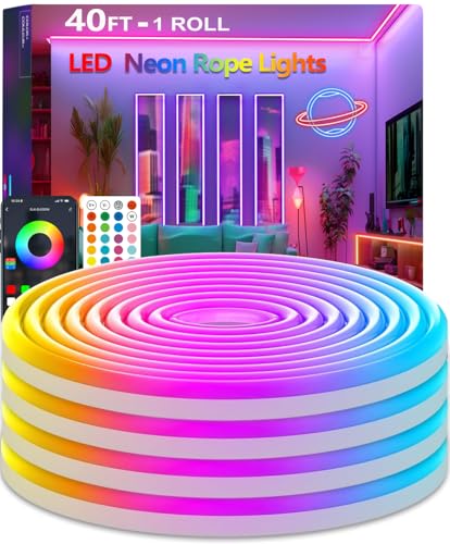 httpsmp 12M RGB Neon LED Strip Lights, Musik Sync, 24V Flexible Streifen mit App/Fernbedienung anwendbar auf Schlafzimmer, Raum & Außendekoration httpsmp 12M RGB Neon LED Strip Lights, Musik Sync, 24V Flexible Streifen mit App/Fernbedienung anwendbar auf Schlafzimmer, Raum & Außendekoration von httpsmp
