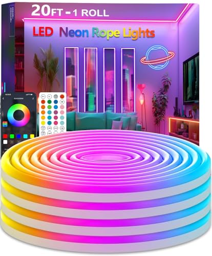 httpsmp 6M RGB Neon LED Strip Lights, Musik Sync, 24V Flexible Streifen mit App/Fernbedienung anwendbar auf Schlafzimmer, Raum & Außendekoration httpsmp 6M RGB Neon LED Strip Lights, Musik Sync, 24V Flexible Streifen mit App/Fernbedienung anwendbar auf Schlafzimmer, Raum & Außendekoration von httpsmp