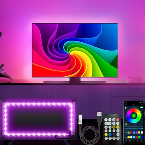 httpsmp TV LED Lichter, 4M TV LED Lichter für 40-65 Zoll, LED TV Hintergrund mit Bluetooth Funktion - RGB Farbwechselnder Lichtstreifen für Heimkino httpsmp TV LED Lichter, 4M TV LED Lichter für 40-65 Zoll, LED TV Hintergrund mit Bluetooth Funktion - RGB Farbwechselnder Lichtstreifen für Heimkino von httpsmp