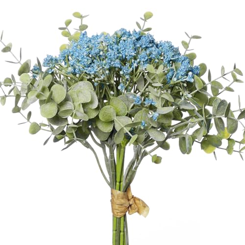 huaao 12 Stück Künstliche Blumen Schleierkraut Künstlich Gypsophila Kunstblumen Perfekt für Hochzeits Dekoration Zuhause Party Dekor Blumenstrauß, Blau von huaao