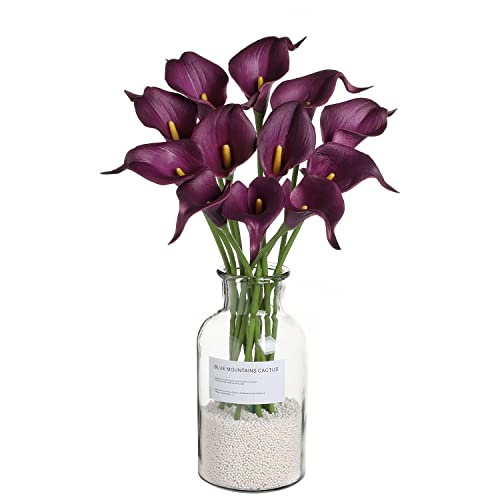 huaao 12 Stück Künstliche Calla Lilien Hochzeitsdeko Blumenstrauß Realistische Latex Blumenarrangements Dekoration Brauthochzeit Haus Partei Hotel DIY-Blumengestecke, Lila von huaao