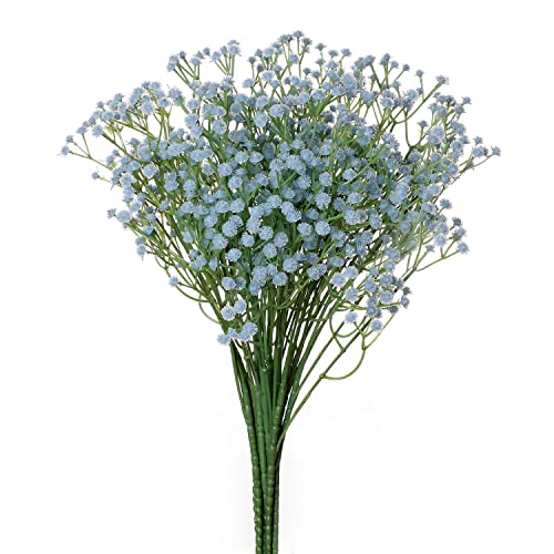 huaao 7 Stück Künstliche Blumen Gypsophila Schleierkraut künstlich Blumenstrauß Gefälschte Künstliches Pflanzen DIY für Hochzeit Brautsträuße Blumenarrangement Hotel Wohnzimmer Party Dekor, Blau von huaao