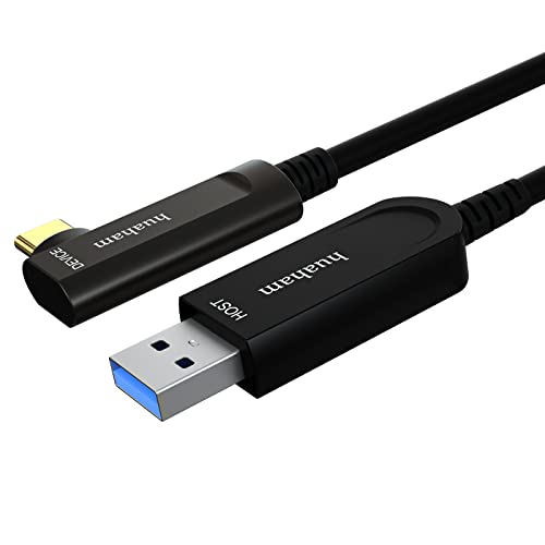 huaham Abgewinkelt Glasfaser USB A zu USB C Kabel 15m Langstreckenübertragung Schlankes USB 3.1 Kabel, AOC 10Gbps Ultra High Speed USB Kabel für VR, Xbox 360, Laptop usw von huaham