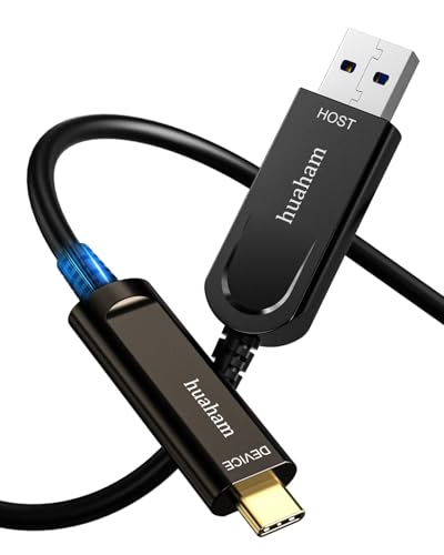 huaham Glasfaser USB A zu C Kabel, 20m Langstreckenübertragung, schlankes Type C 3.2 AOC 10 Gbit/s Ultra High Speed USB-Kabel für VR, Xbox 360, Laptop usw von huaham