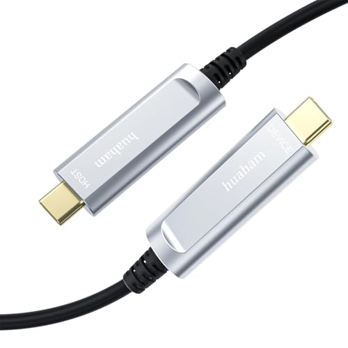 huaham USB C auf USB C Glasfaserkabel 10M, 10Gbps USB 3.2 Gen2 USB C Kabel, Ultradünnes und Langstrecken Typ C Kabel mit Deutschem SiliconLine Chip für Logitech 4K Kamera, VR/AR, Videokonferenz von huaham