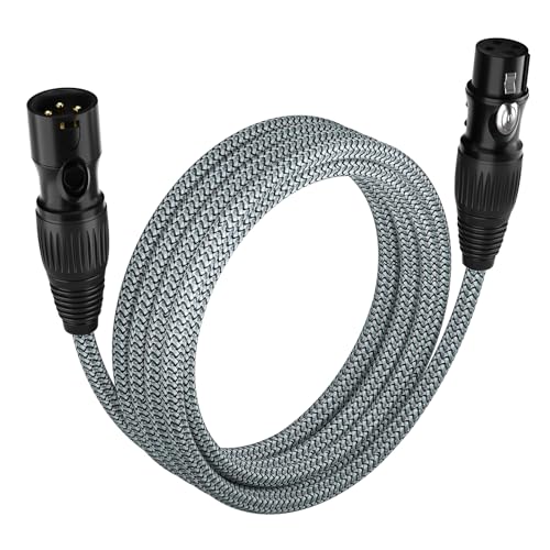 huaham XLR -Kabel 2M, Mikrofonkabel Nylon geflochtenes XLR -Mann bis weiblich ausbalanciert 3 Pin XLR -Mikrofonkabel, das mit Mixer, Aufnahmestudio, Lautsprechersystemen von huaham