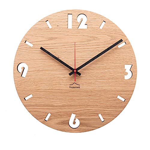 huamet Holz Wanduhr Eiche Astig DUHRCHBRUCH, rund - einzigartiges Design, geräuschlos ohne Ticken - Qualitätsprodukt Made in Südtirol - CH50-A-1604 von huamet