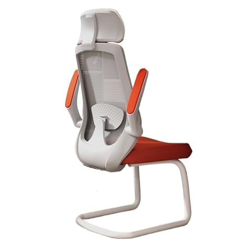 Computer-Schreibtischstuhl, Ergonomischer Bürostuhl ohne Rollen, Gaming-Stuhl mit verstellbaren Armlehnen, Schreibtischstuhl for das Homeoffice, Arbeitsstuhl mit Lendenwirbelstütze(Orange) von huanglyc-232