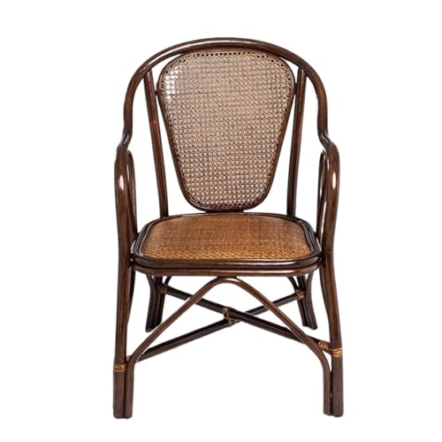 Rattanstuhl- Handgeflochtener Rattanstuhl for den Innen- und Außenbereich – Esszimmerstühle und Freizeitstuhl aus natürlichem Rattan mit Rückenlehne, perfekt for Entspannen im Garten oder auf der Terr von huanglyc-232