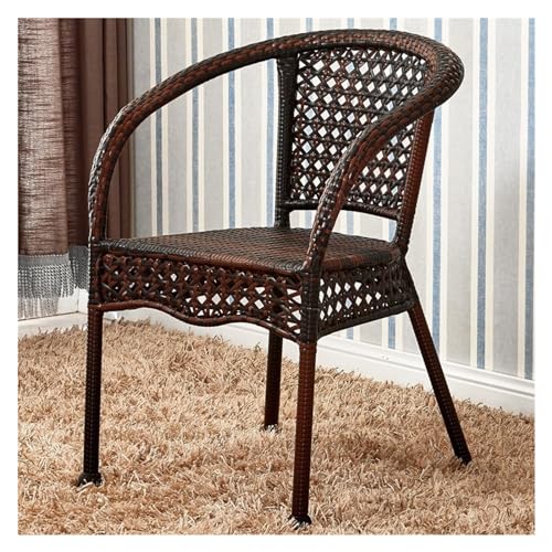 Rattanstuhl- Moderne stapelbare Rattan-Esszimmerstühle for den Innen- und Außenbereich, einzelner Rattanstuhl, Rückenlehnenstuhl mit Armlehne, Freizeitstuhl for Terrasse oder Restaurant Terrassen-Loun von huanglyc-232