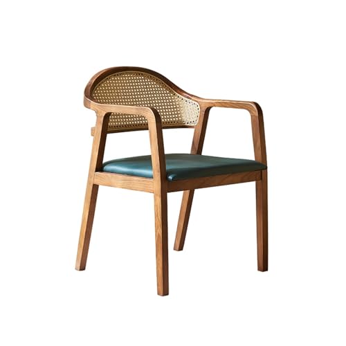 Rattanstuhl- Moderner Esszimmerstuhl aus Holz – Rattanstuhl mit Polsterung und Armlehne – Rattan-Flechtdesign – Rattan-Freizeitstuhl for Schlafzimmer, Balkon und Terrasse Terrassen-Loungesessel von huanglyc-232
