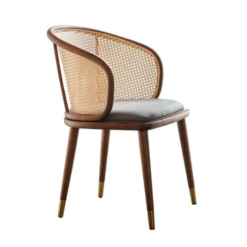 Rattanstuhl- Rattan-Esszimmerstuhl - Stuhl mit Rattan-Rückenlehne - Mid Century Modern Rattanstuhl mit Polsterung - Retro-Wohnzimmerstuhl for Schlafzimmer/Kamin/Lesezimmer Terrassen-Loungesessel von huanglyc-232