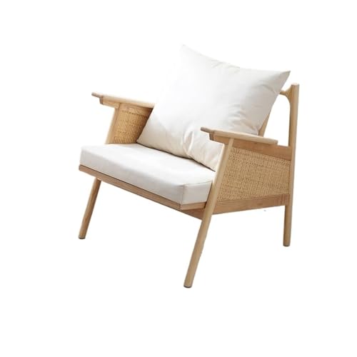 Rattanstuhl- Rattan-Lesestuhl – Sofastuhl aus Holz und Rattangeflecht im japanischen Stil for kleine Räume – bequemer Rattan-Loungesessel for Wohnzimmer, Schlafzimmer oder Balkon Terrassen-Loungesesse von huanglyc-232