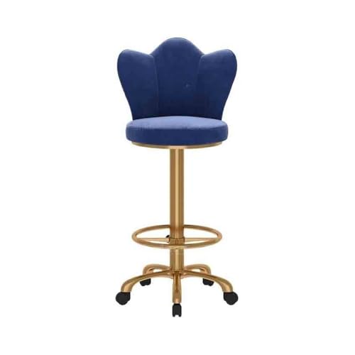 huanglyc-232 Bar Kassierer Insel Tisch Esszimmerstuhl Rezeption Sitzen Rückenlehne Hoher Hocker Licht Luxus Einfache Metall Stuhl Heimgebrauch(Blue) von huanglyc-232